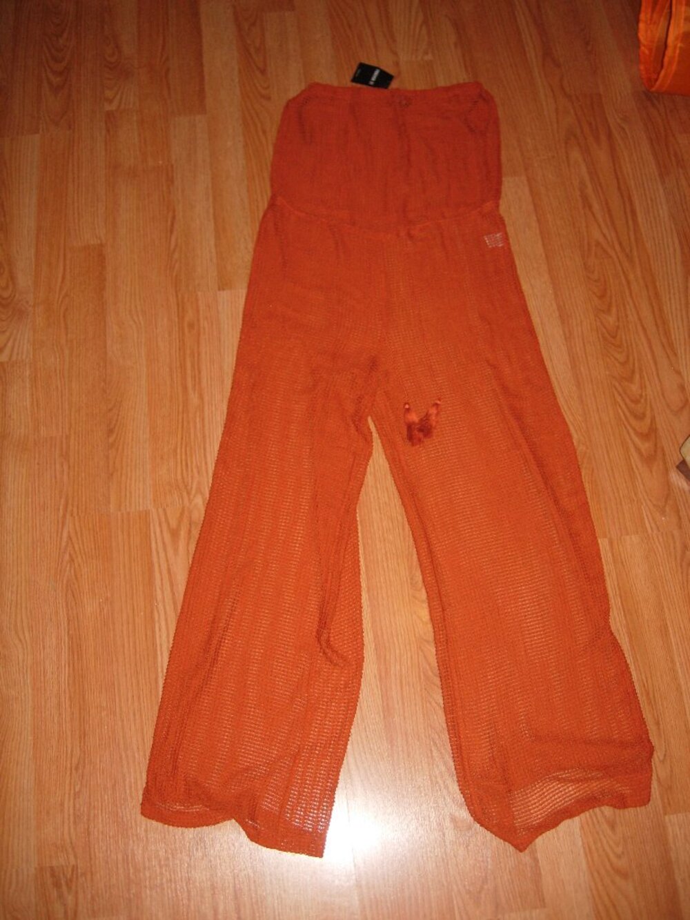 Forever 21 Burnt Orange Crochet Strapless Swim Coverup Jumpsuit S
